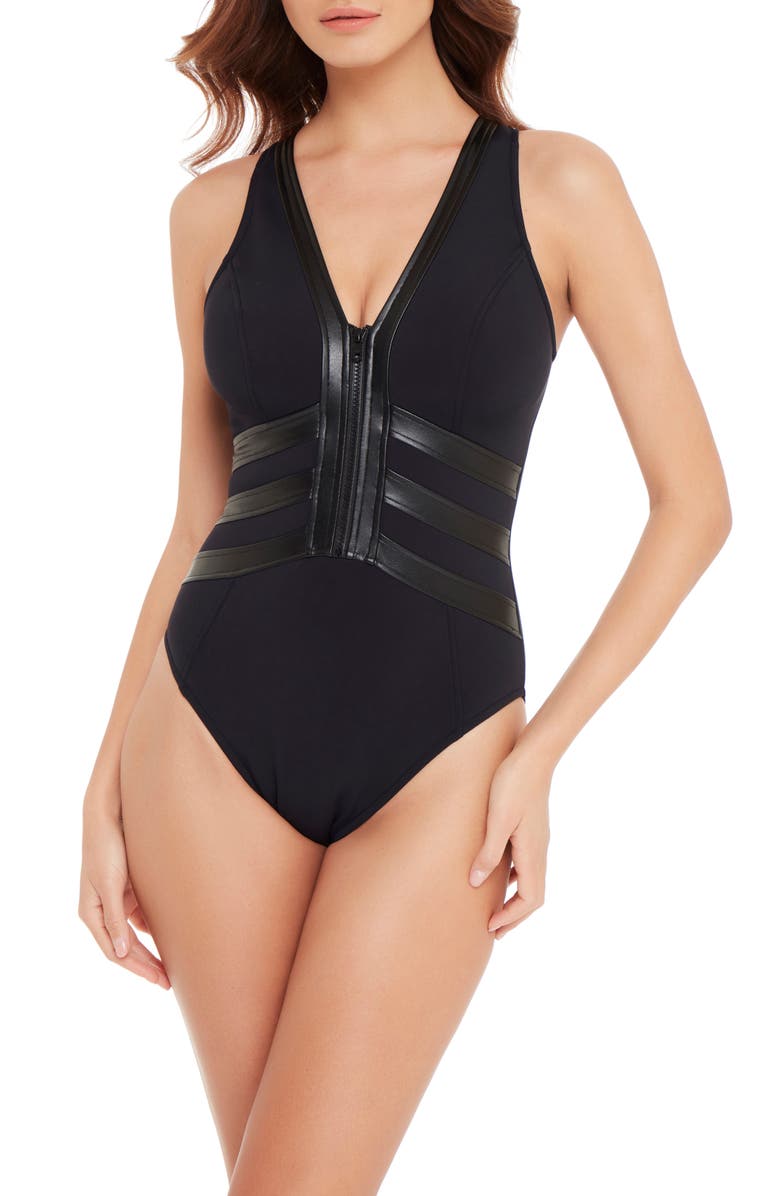 Magicsuit<sup>®</sup> Moto Chic Sean One-Piece Swimsuit, Main, color, Black