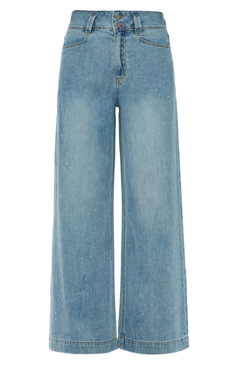 Bayeas Ultra Rhinestone High Waist Wide Leg Jeans, Alternate, color, Light Blue
