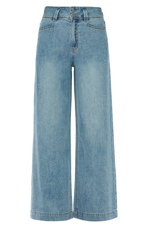Bayeas Ultra Rhinestone High Waist Wide Leg Jeans In Black