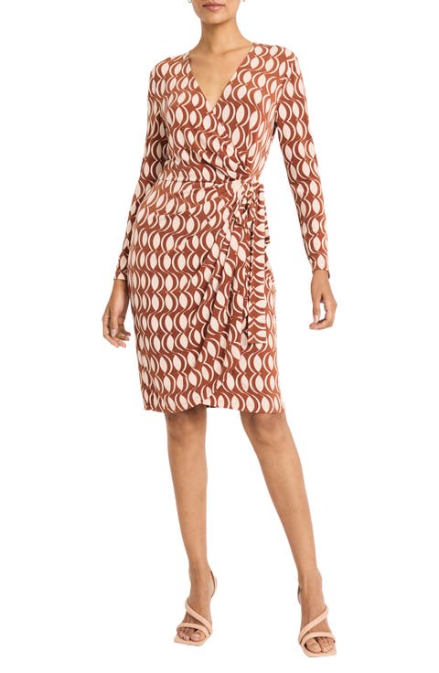 Wrap Front Long Sleeve Dress