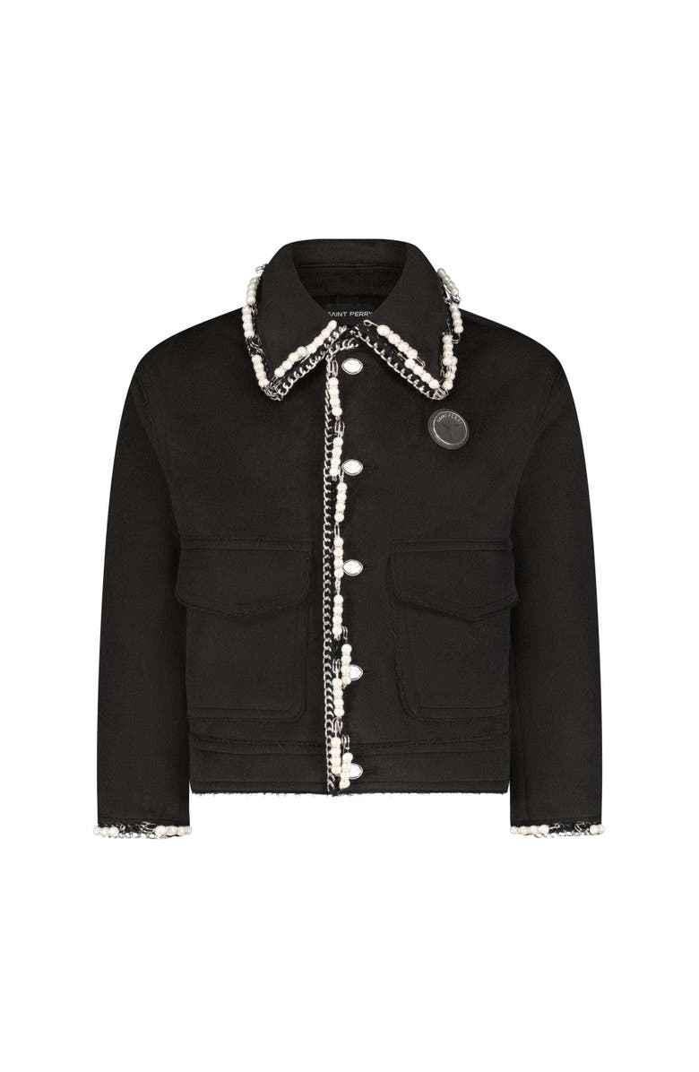 SAINT PERRY Stud And Pearls Embellished Jacket, Main, color, Black