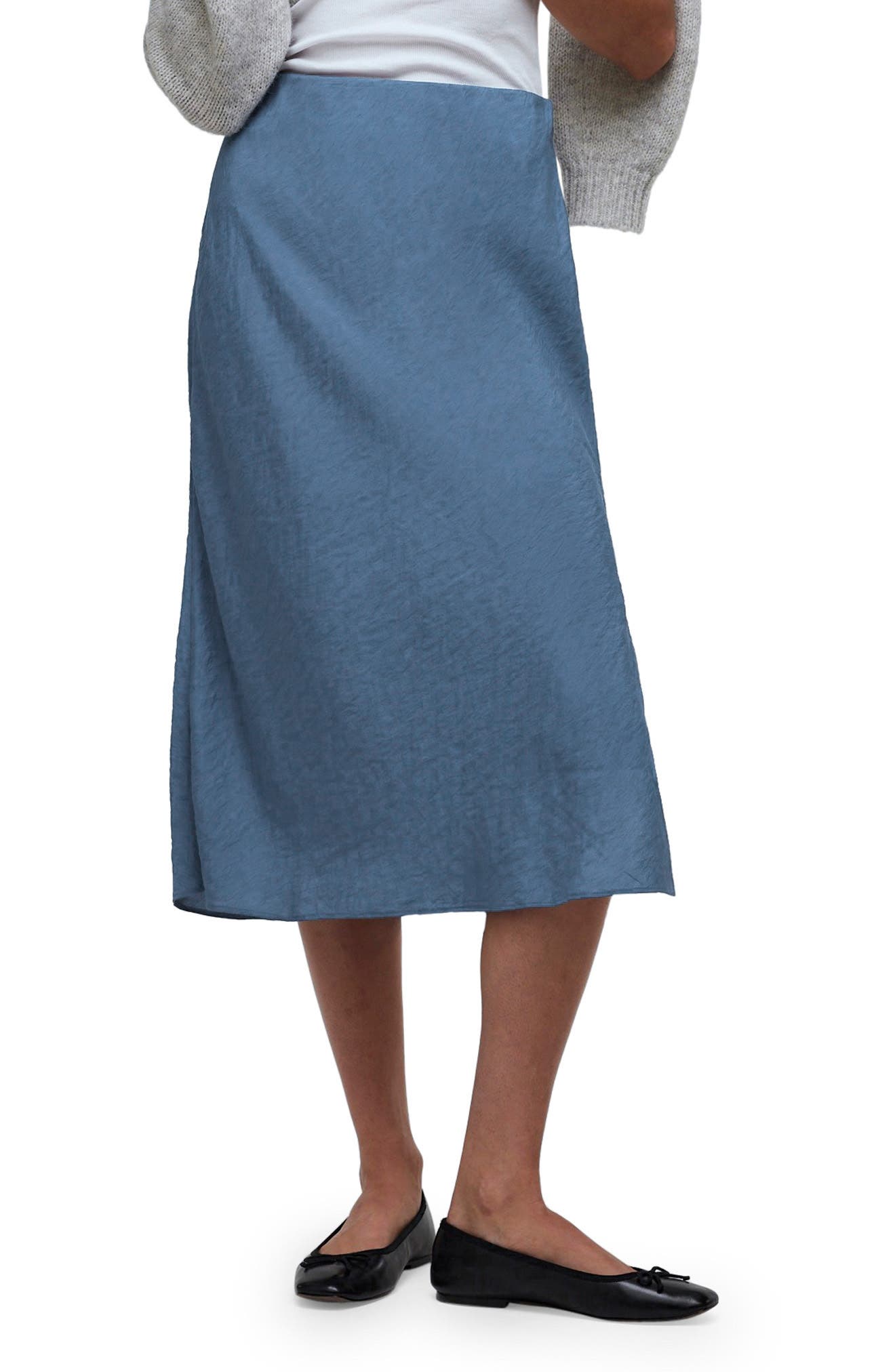 Madewell Crinkled Satin Slip Skirt