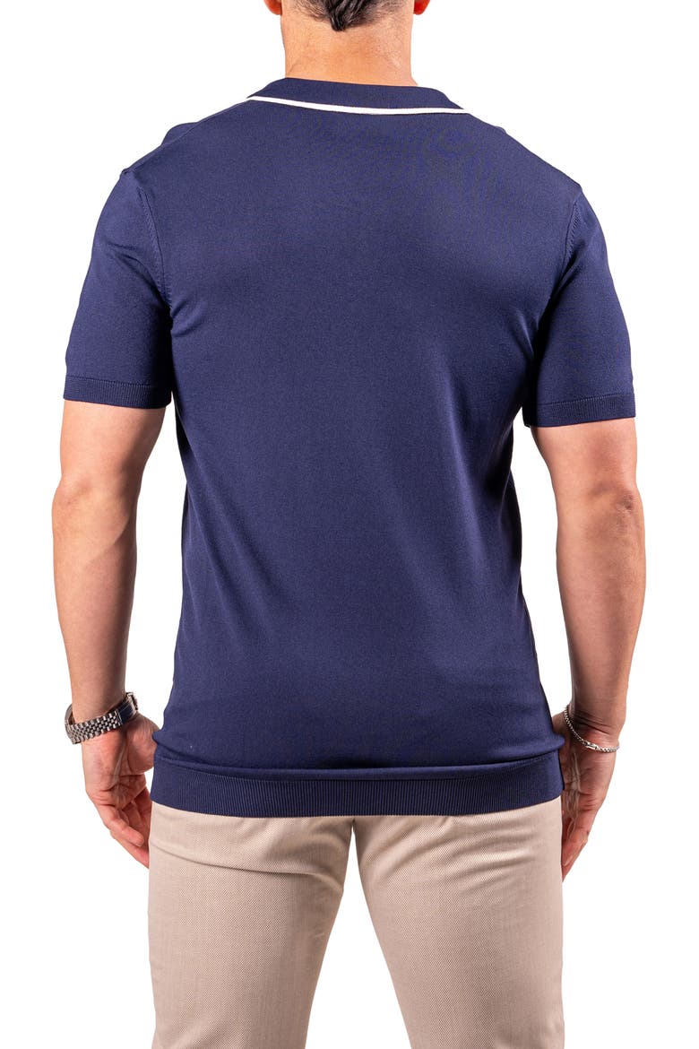 Tipped Johnny Collar Polo, Alternate, color, BLUE