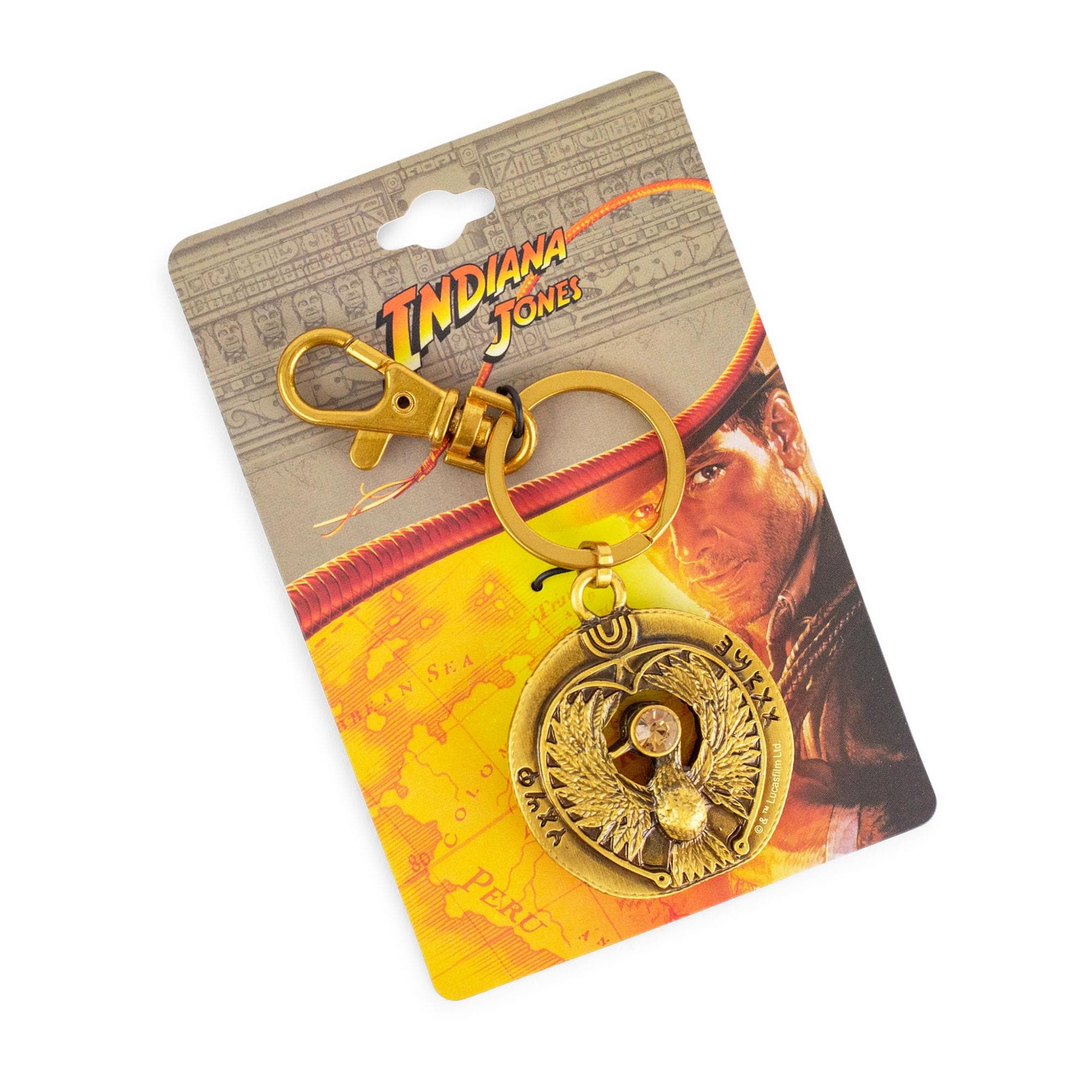 Toynk Indiana Jones and The Raiders Of The Lost Ark Talisman Double-Sided Keychain, Alternate, color, Gold