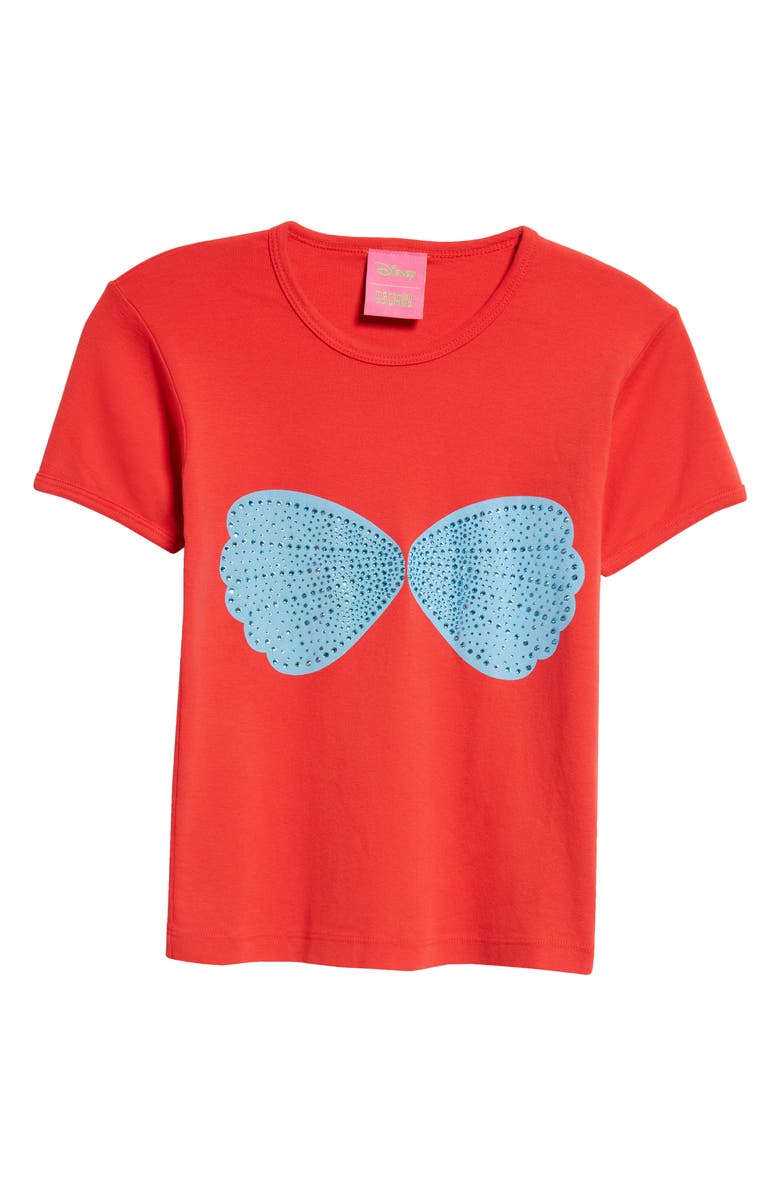 Marshall Columbia x Disney 'The Little Mermaid' Rhinestone Seashell Cotton Baby Tee, Alternate, color, Red