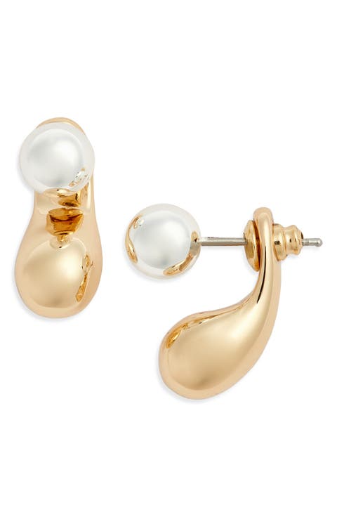 Orb Teardrop Jacket Earrings