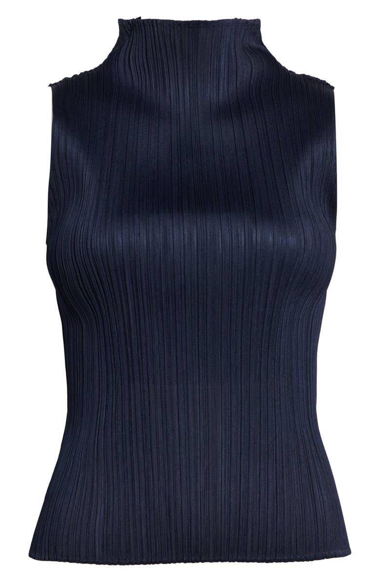Pleats Please Issey Miyake New Colorful Basics 4 Pleated Sleeveless Top, Main, color, Navy