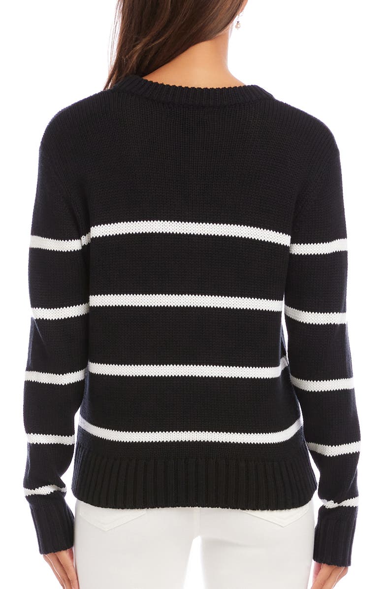 Karen Kane Stripe Crewneck Sweater, Alternate, color, Black/ Off White