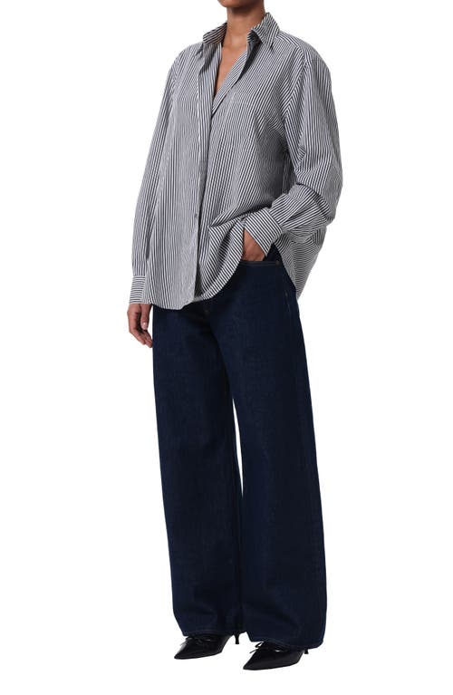 Agolde Aris Stripe Button-up Shirt In Blue