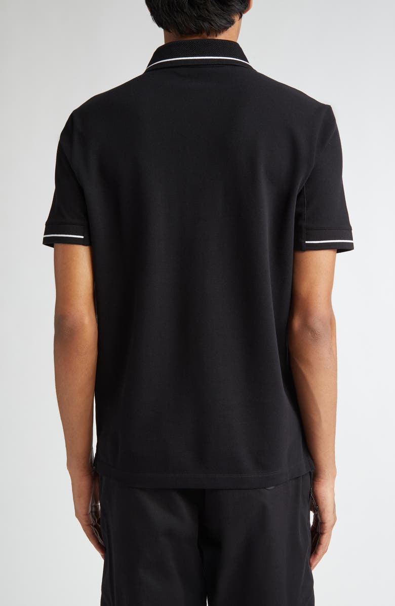 Moncler Tipped Cotton Piqué Polo, Alternate, color, Black