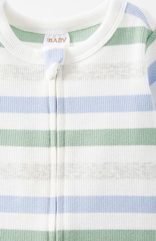 Cotton On Kids The Billie Short Sleeve Zip Romper In Dawn Blue Multi Stripe