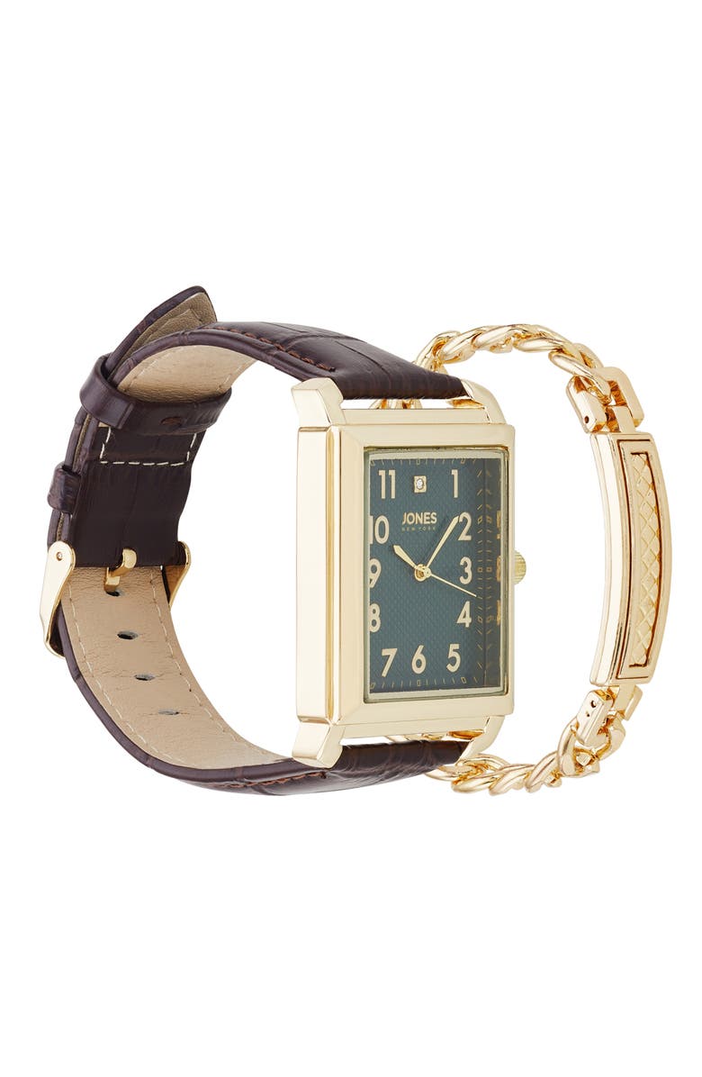 Jones New York Diamond Accent Three-Hand Quartz Watch & ID Bracelet Set, Alternate, color,