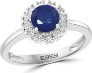 EFFY Sterling Silver Sapphire & Diamond Halo Ring