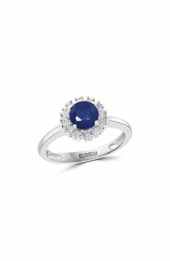 Sterling Silver Sapphire & Diamond Halo Ring