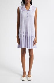 YanYan Snowflake Pointelle Linen & Cotton Polo Sweater Dress