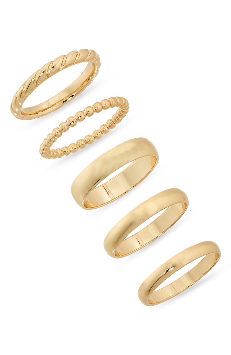 Nordstrom Set of 5 Assorted Stacking Rings, Main, color, Gold