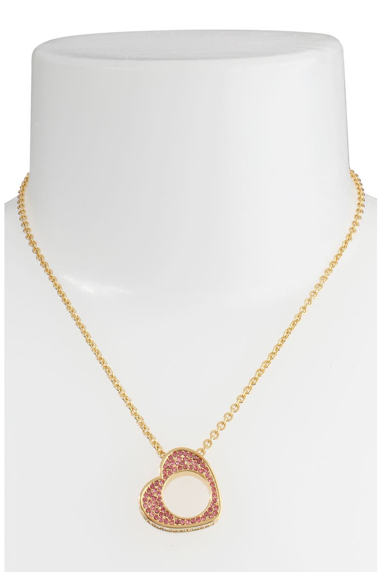Pavé Heart Pendant Necklace, Alternate, color, PINK