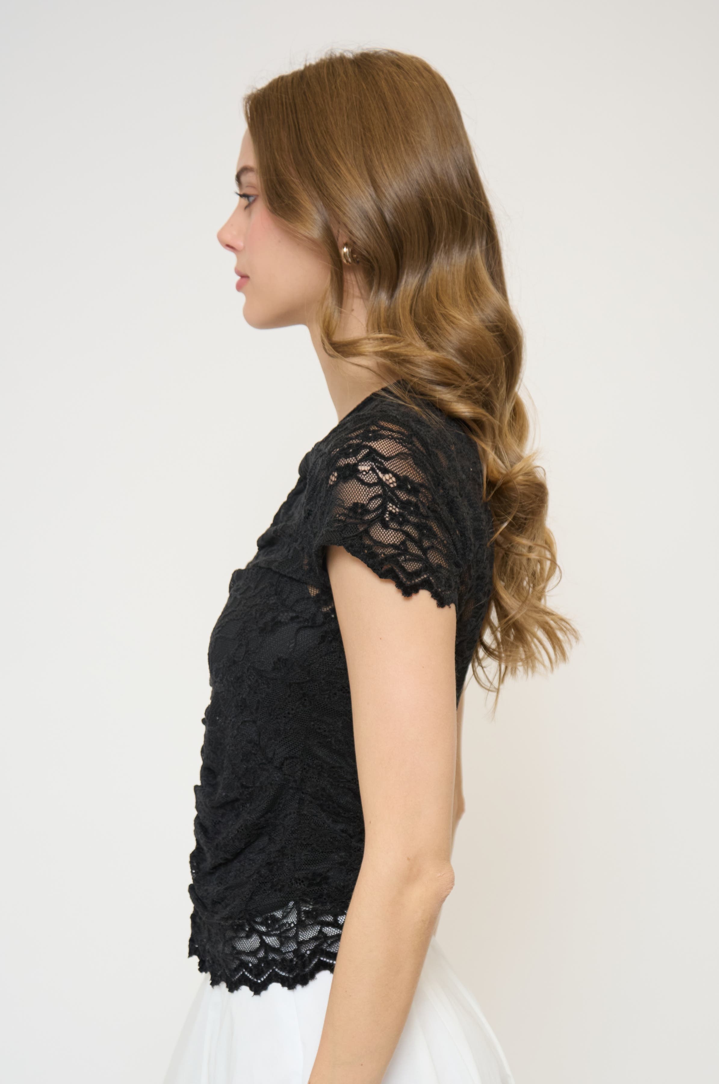 Stella Ruched Lace Top - image 2