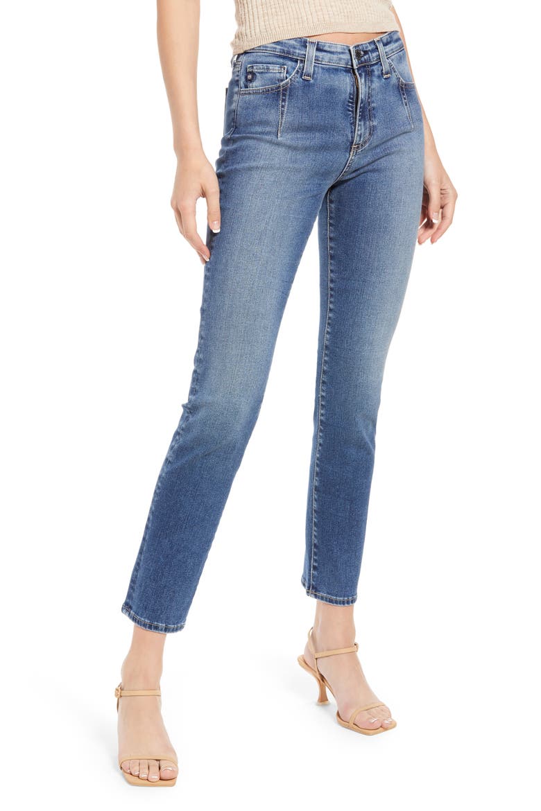 Mari Darted Slim Straight Leg Jeans, Main, color, BELGRAVE
