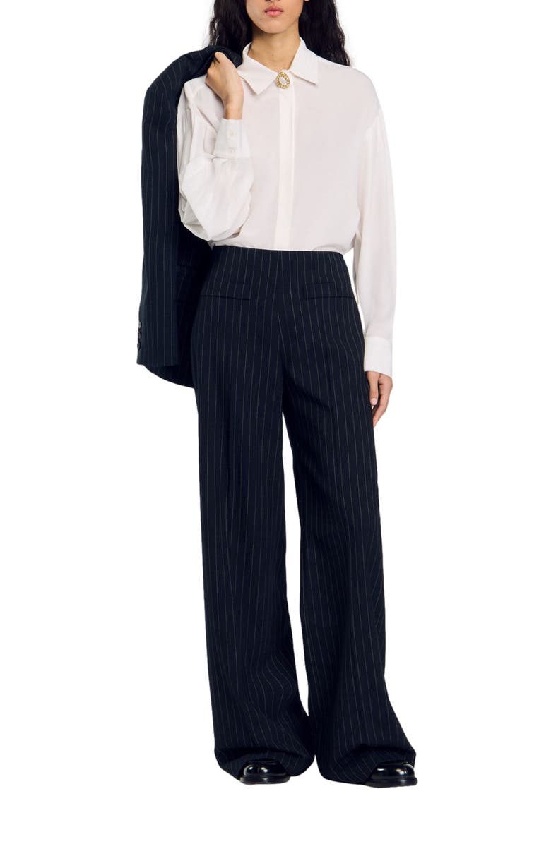 SANDRO Floaty silk shirt, Alternate, color, 