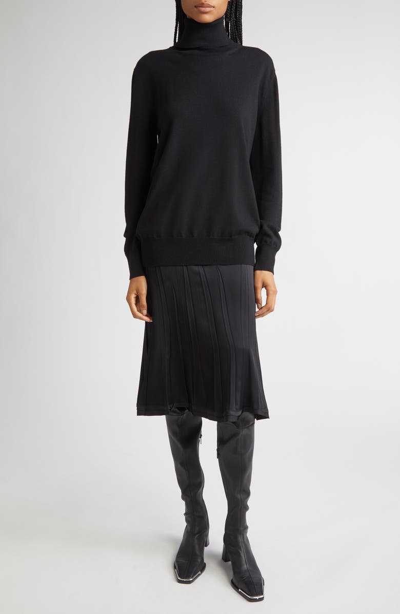 Jil Sander Wool Turtleneck Sweater, Alternate, color, Black