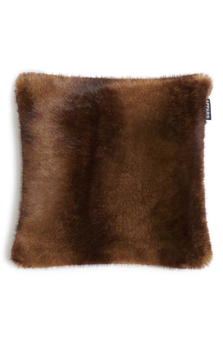 Apparis Brenn Pluche<sup>™</sup> Faux Mink Accent Pillow, Main, color, Mink