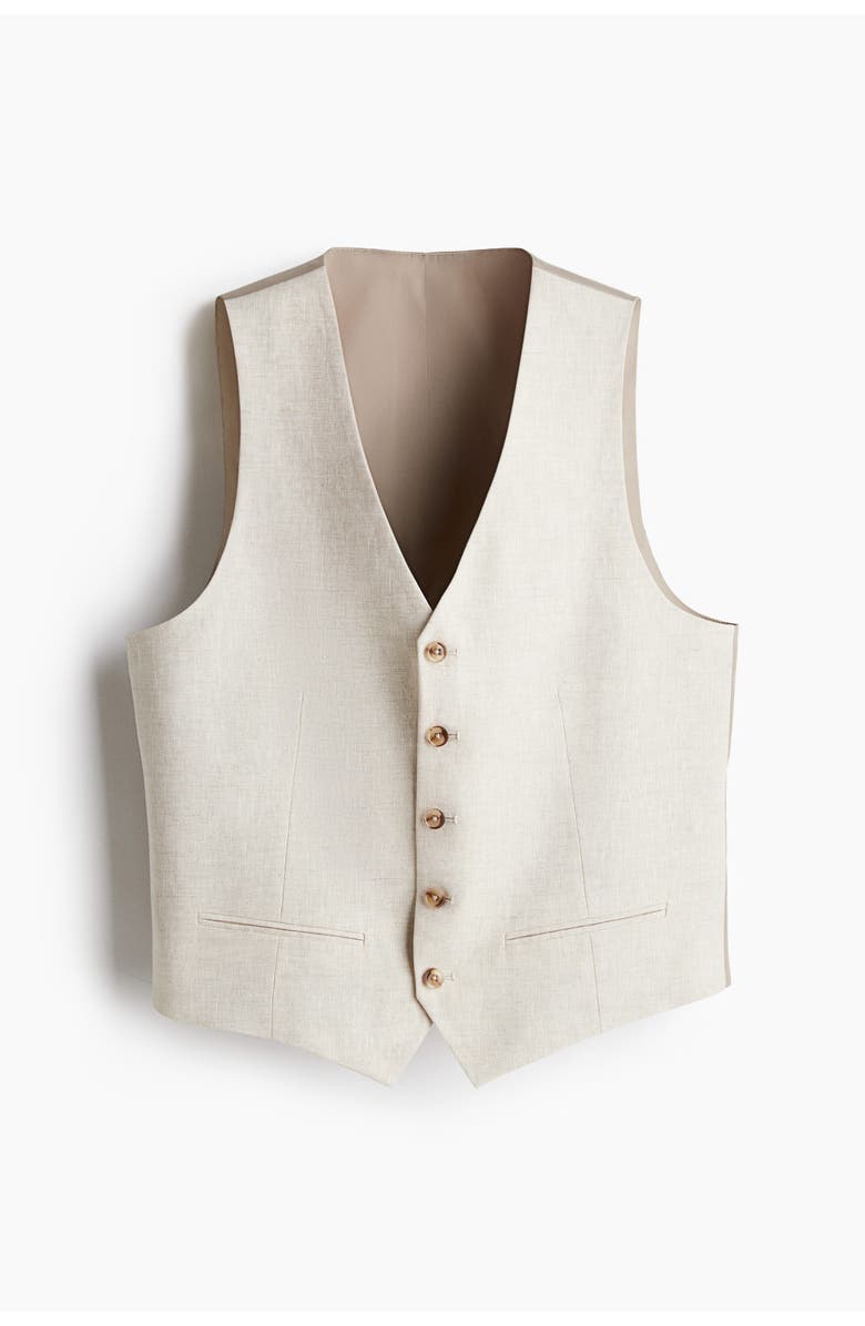 H&M Slim Fit Linen Suit Waistcoat, Main, color, Light Beige