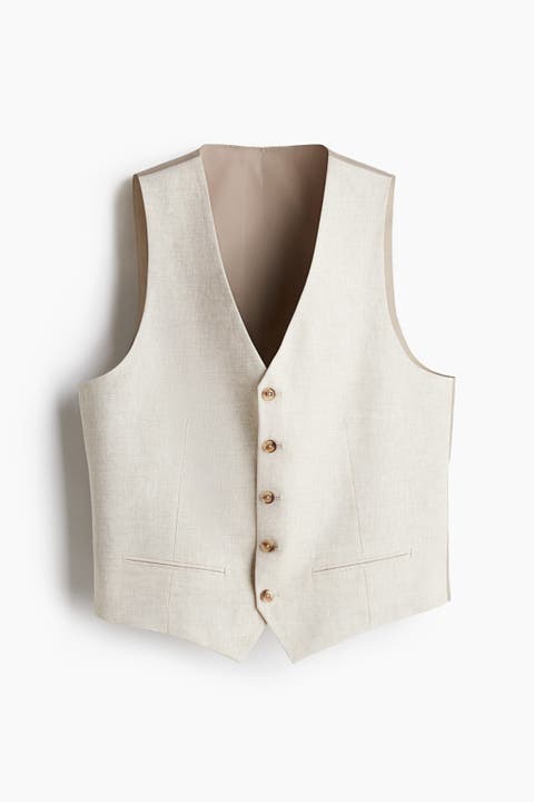 Slim Fit Linen Suit Waistcoat
