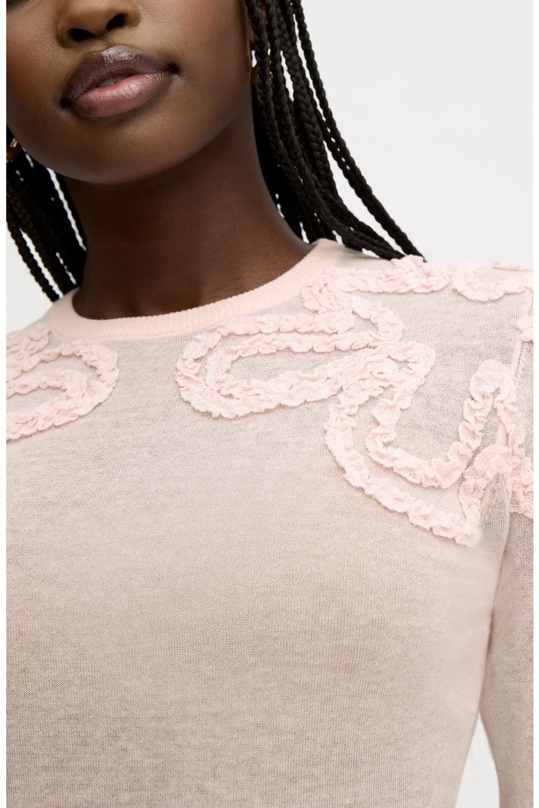 Ruffle Trim Sweater, Alternate, color, SOFT PINK