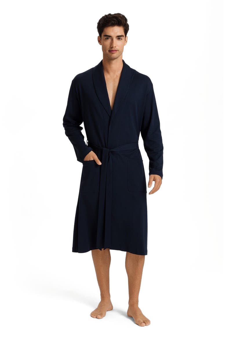 Night And Day Shawl Collar Cotton Robe, Main, color, Deep Navy