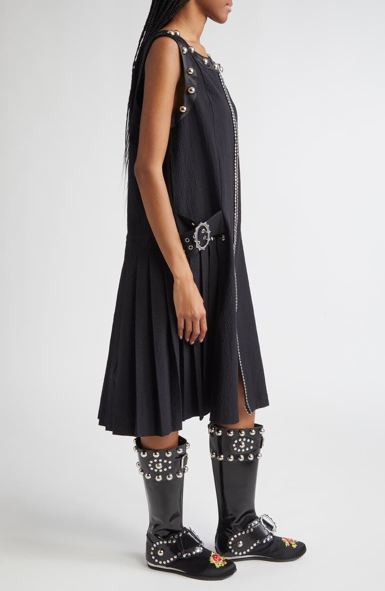 Chopova Lowena Cassidy Studded Seersucker Dress, Alternate, color, 