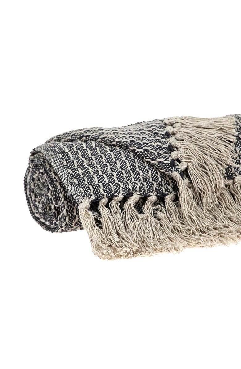 PARKLAND COLLECTION Lily Transitional Blue 52" x 67" Woven Handloom Throw, Alternate, color, Blue