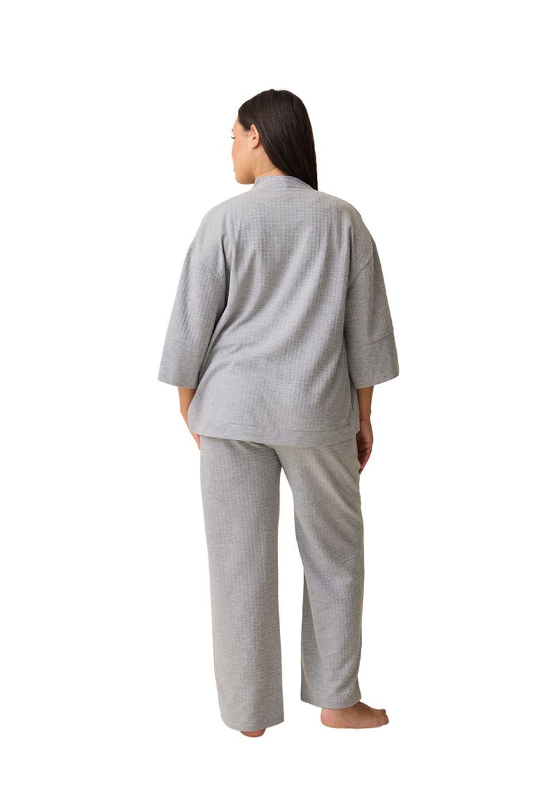 Waffle Maternity and Nursing Three-Piece Lounge Set, Alternate, color, Grey Heather