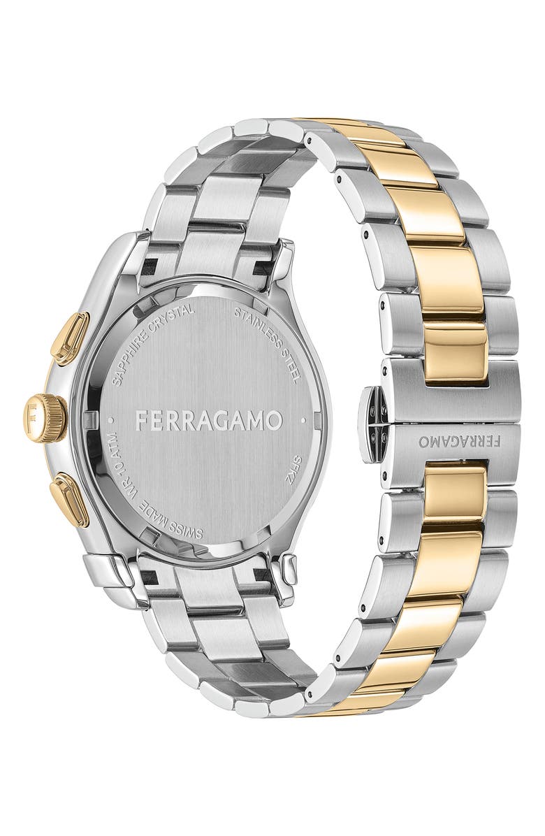FERRAGAMO 1927 Chronograph Bracelet Watch, 42mm, Alternate, color, Two Tone Gold