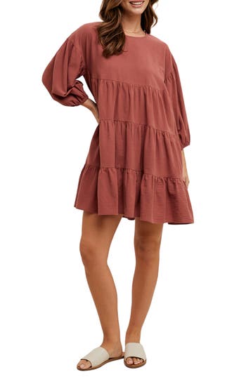 Wishlist Tiered Cotton Babydoll Dress In Pink