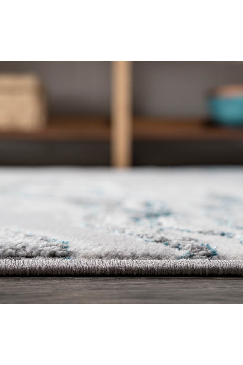 Swirl Marbled Abstract Area Rug, Alternate, color, Gray/Turquoise