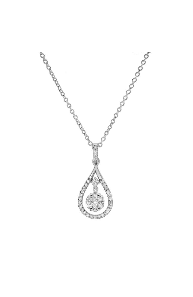 LuvMyJewelry Elysian Teardrop Diamond Pendant 14K Gold, Main, color, 14K White Gold