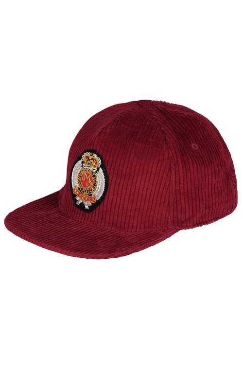 Members Only Corduroy Baseball Cap In Burgundy