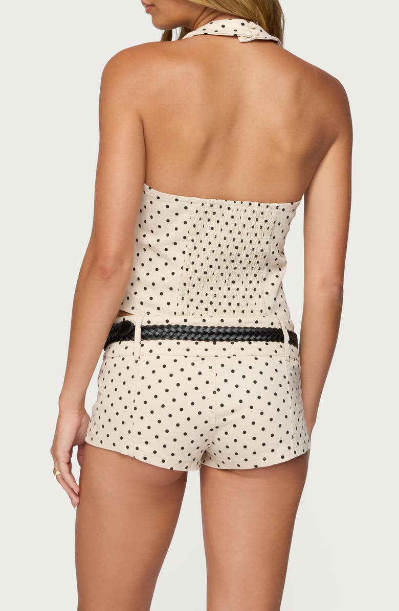 EDIKTED Twyla Polka Dot Halter Top, Alternate, color, Cream