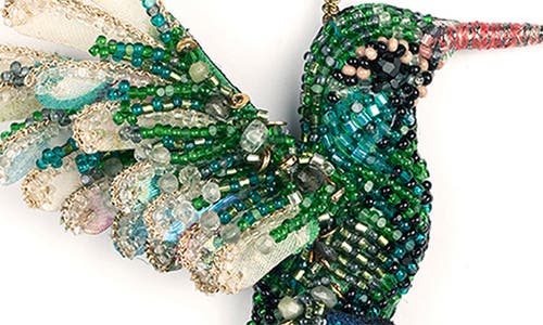 Deepa Gurnani Beaded Hummingbird Drop Earrings In Green