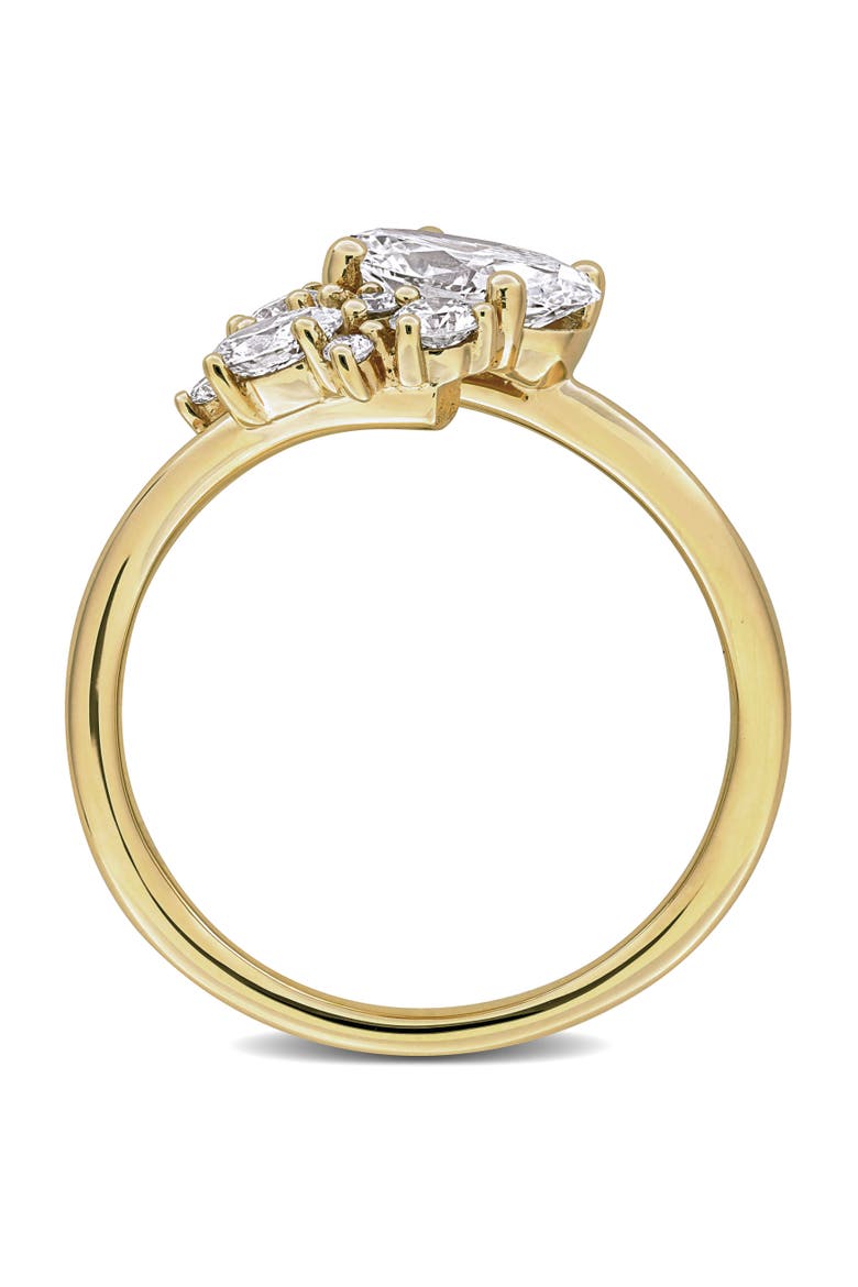 1-1/3 CTW Lab-Grown Diamond Cluster Ring 14k, Alternate, color, Yellow Gold