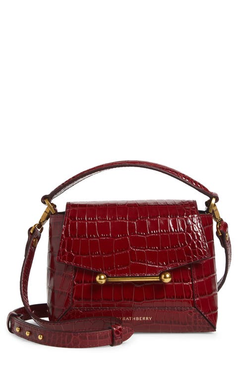 Nano Mosaic Croc Embossed Leather Handbag