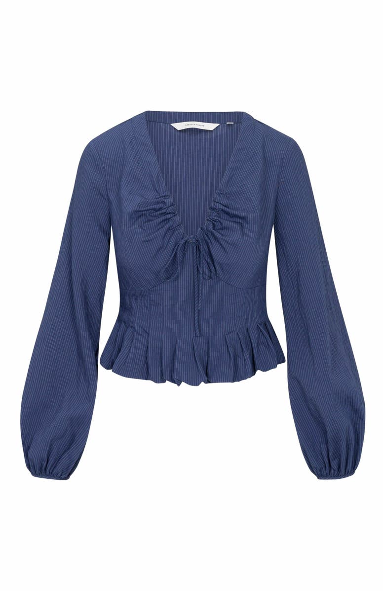 Rebecca Taylor Allegra Stripe Blouse, Alternate, color, Navy