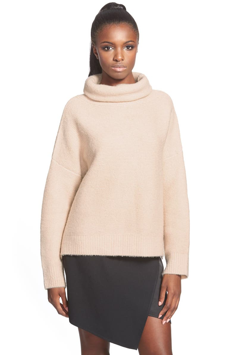 J.O.A. Boxy Turtleneck Sweater, Main, color, Ivory
