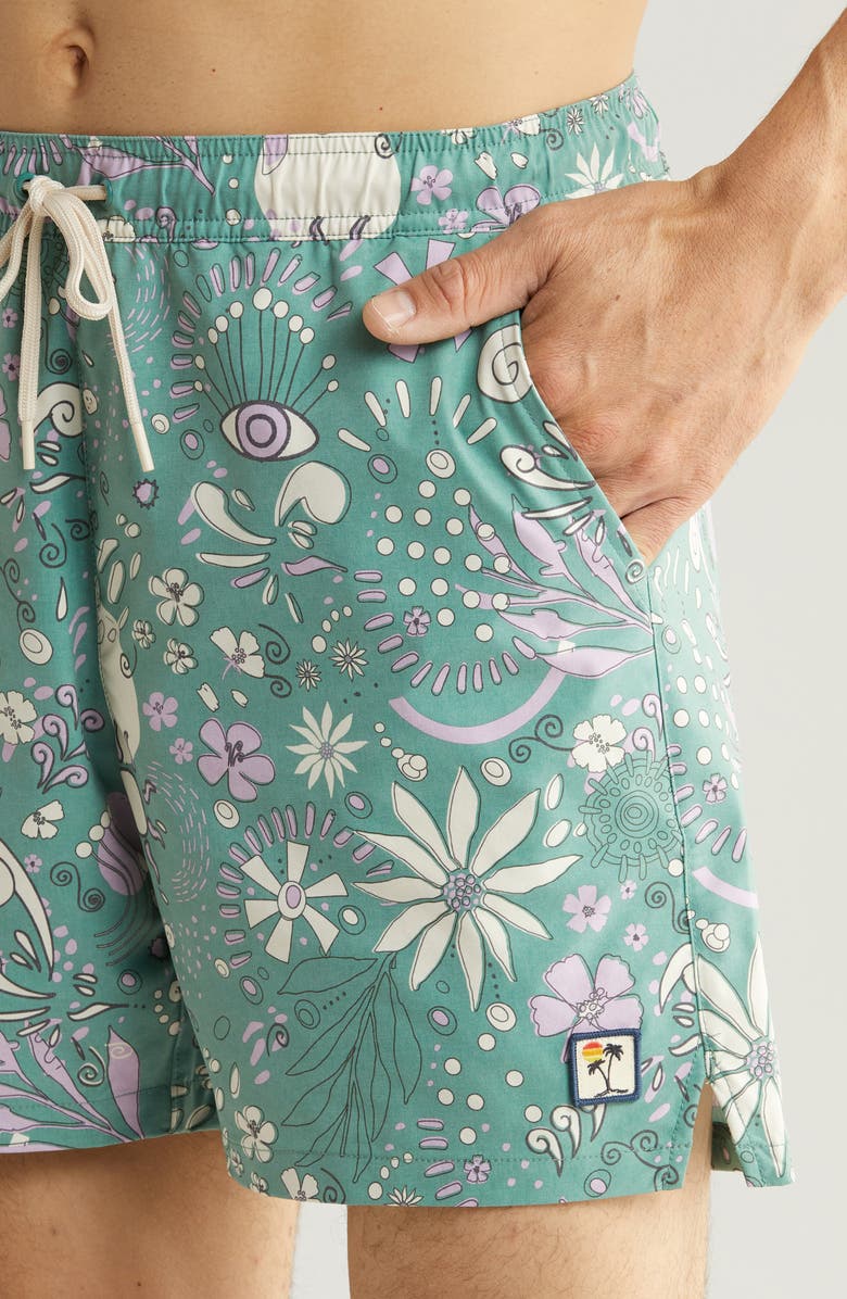 Marine Layer Floral Mechanical Stretch Swim Trunks, Alternate, color, 