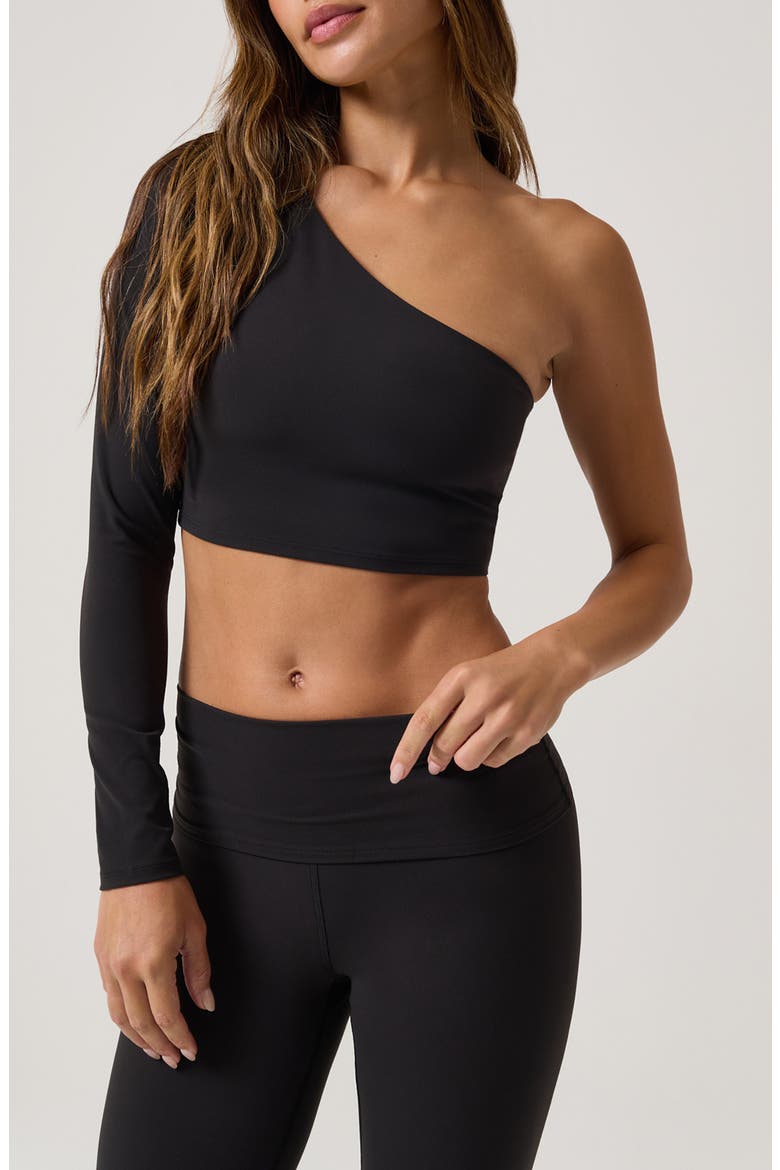 Reece One-Shoulder Sports Bra, Main, color, BLACK