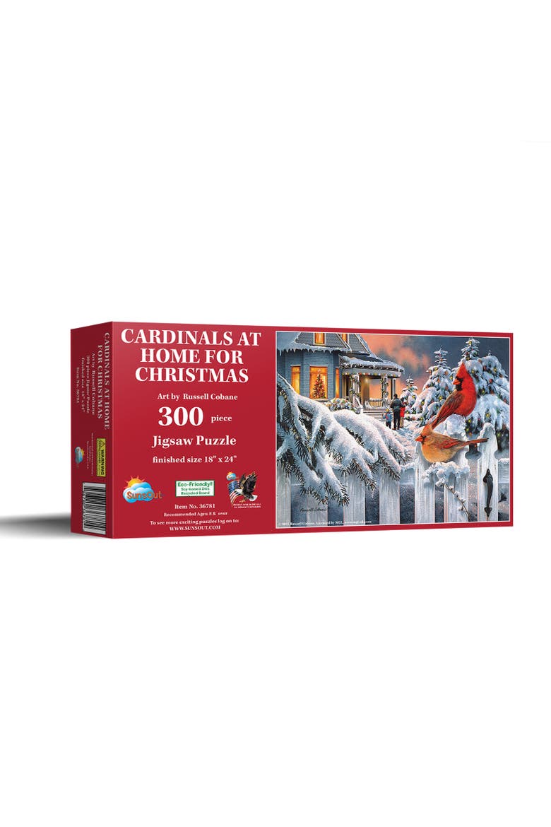 Cardinals at home for Christmas 300 piece Jigsaw Puzzle for Adults, Main, color, Multicolor
