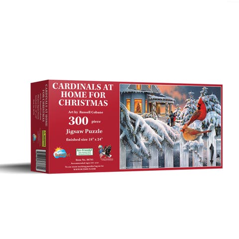 Cardinals at home for Christmas 300 piece Jigsaw Puzzle for Adults