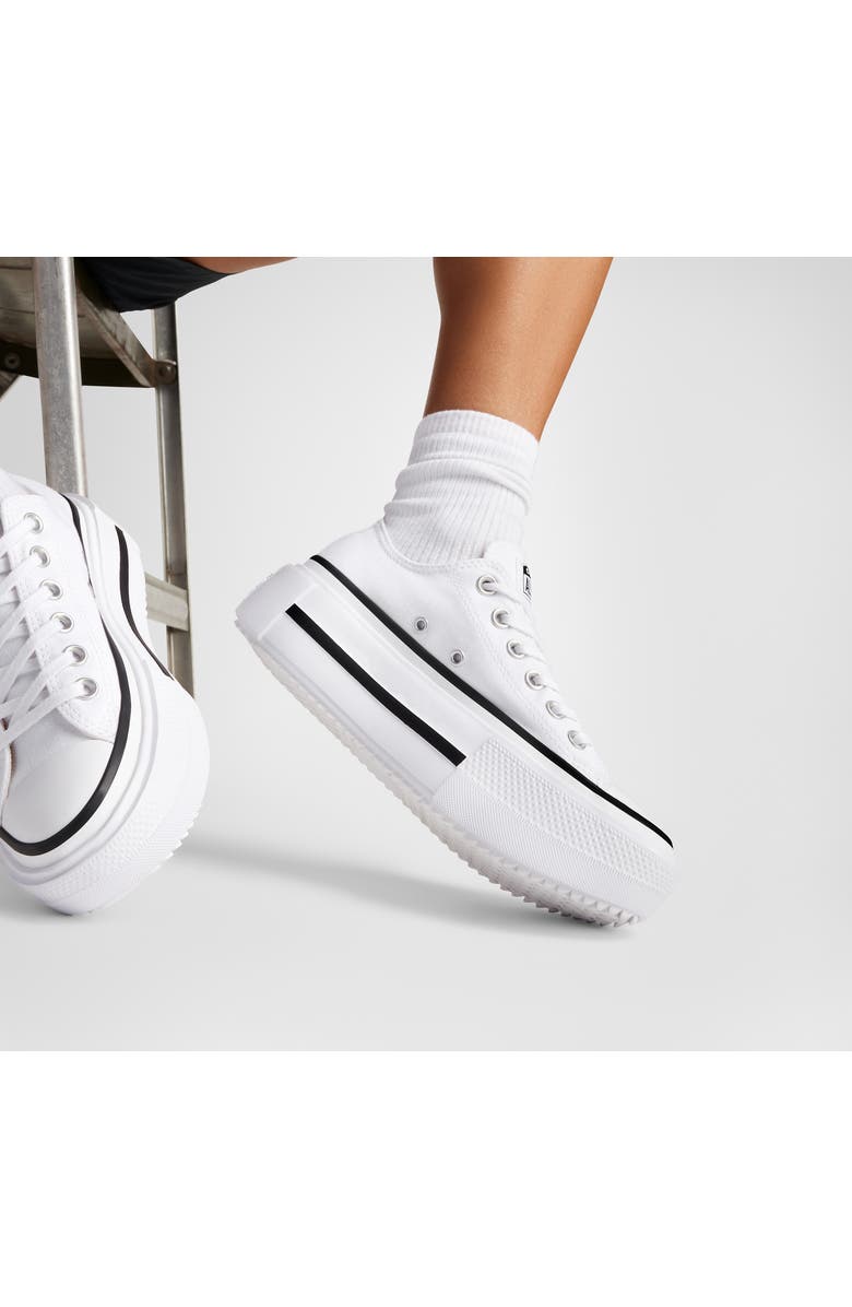 Converse Gender Inclusive Chuck Taylor All Star Lift Double Stack Low Top Platform Sneaker, Alternate, color, White/ Black/ White