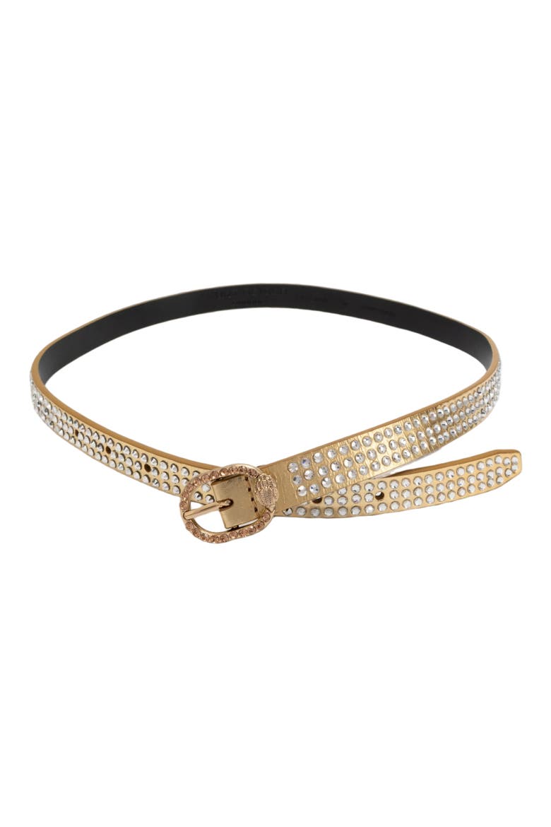 Mayfair Crystal Embellished Metallic Leather Belt, Alternate, color, GOLD